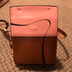 Backpack purse. Pink and brown.
